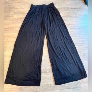Women’s Black Self-Double Layer Wide Leg Pants XL